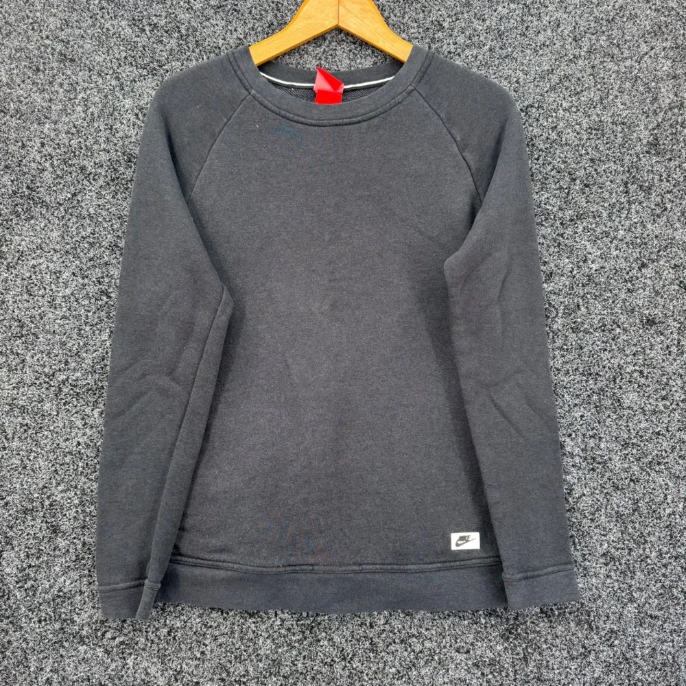 Nike Sportswear Mens Small Gray Crewneck Sweatshirt Raglan Fleece Pullover